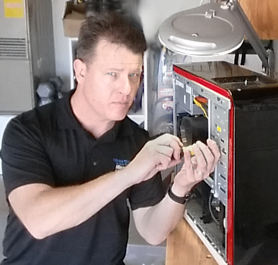 Craig working on a computer