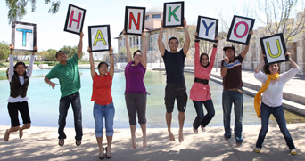 People jumping thank you